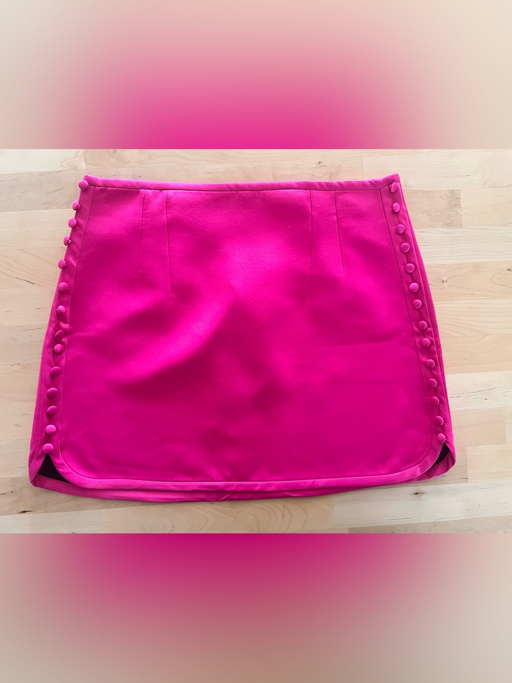 Zara Hot Pink Mini Skirt with Side Covered Buttons
